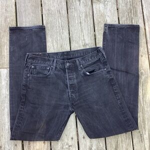 Levi's 501 Original Straight Leg Button Fly Faded Black Jeans Mens 33x34